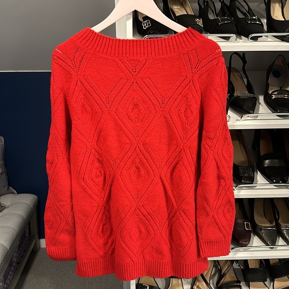 Talbots Red Tunic Length Sweater - Picture 2 of 7